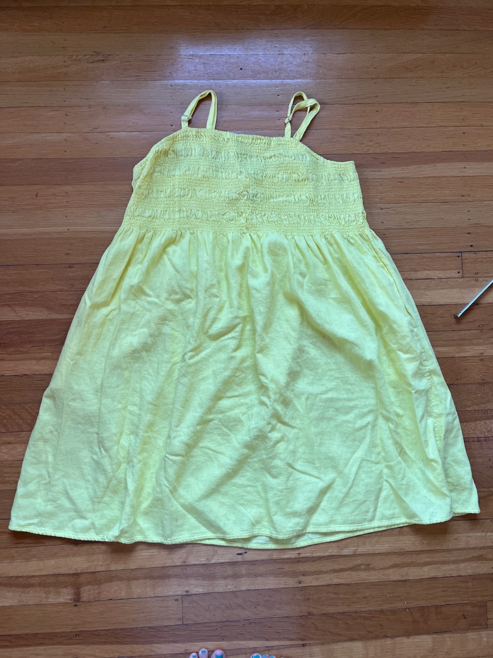 Universal Thread lemon yellow linen babydoll dress tube top spaghetti straps L